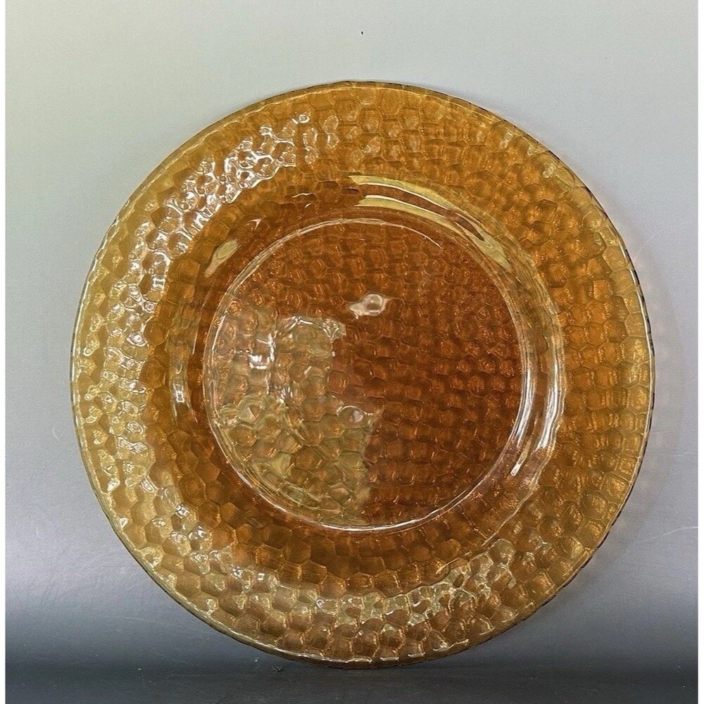 Vintage Winterthur Honeycomb Amber Glass Salad Plate Discontinued 8” MCM